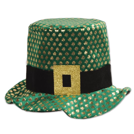 Beistle Green & Gold Shamrock Plush Hat